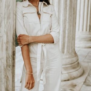 H&M Cream Cotton Zip Jumpsuit